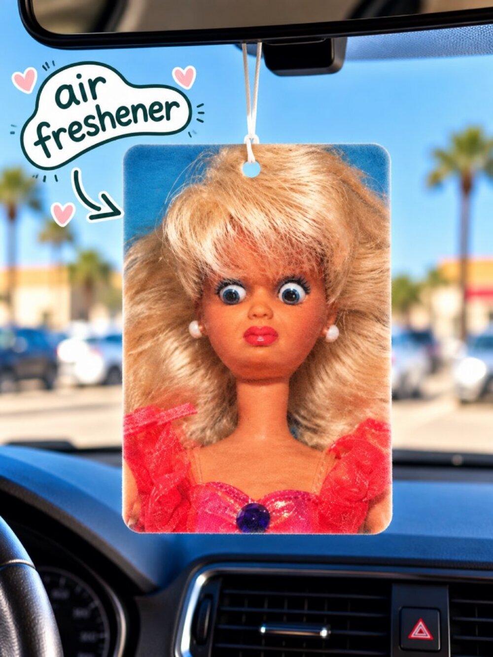 Creepy Doll Funny Meme Car Air Freshener – Hanging Car Accessory